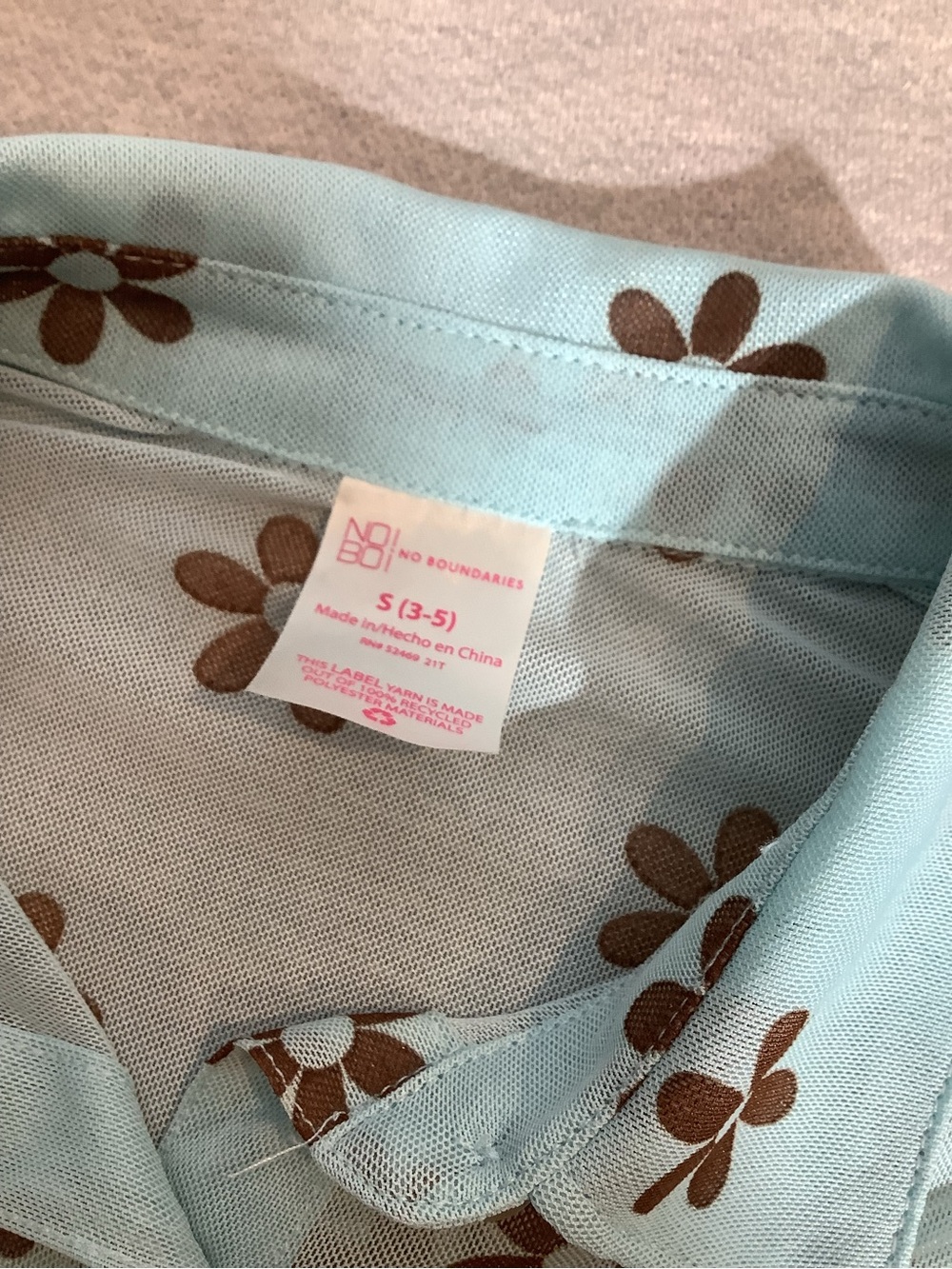 Sheer Light Blue Floral Button-Front Women's Top - Picture 3 of 4